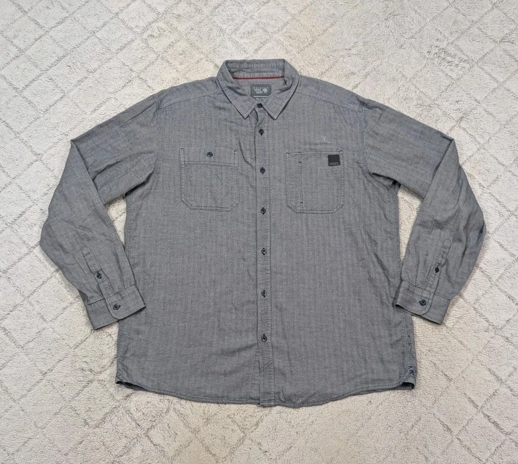 Mountain Hardwear Shirt Mens XL Gray Cotton Twill Light Outdoor Work Hike