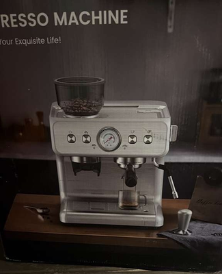 #ad #ad Silver Espresso Machine with Bean Hopper Steam Wand Pressure Gauge $170.00
