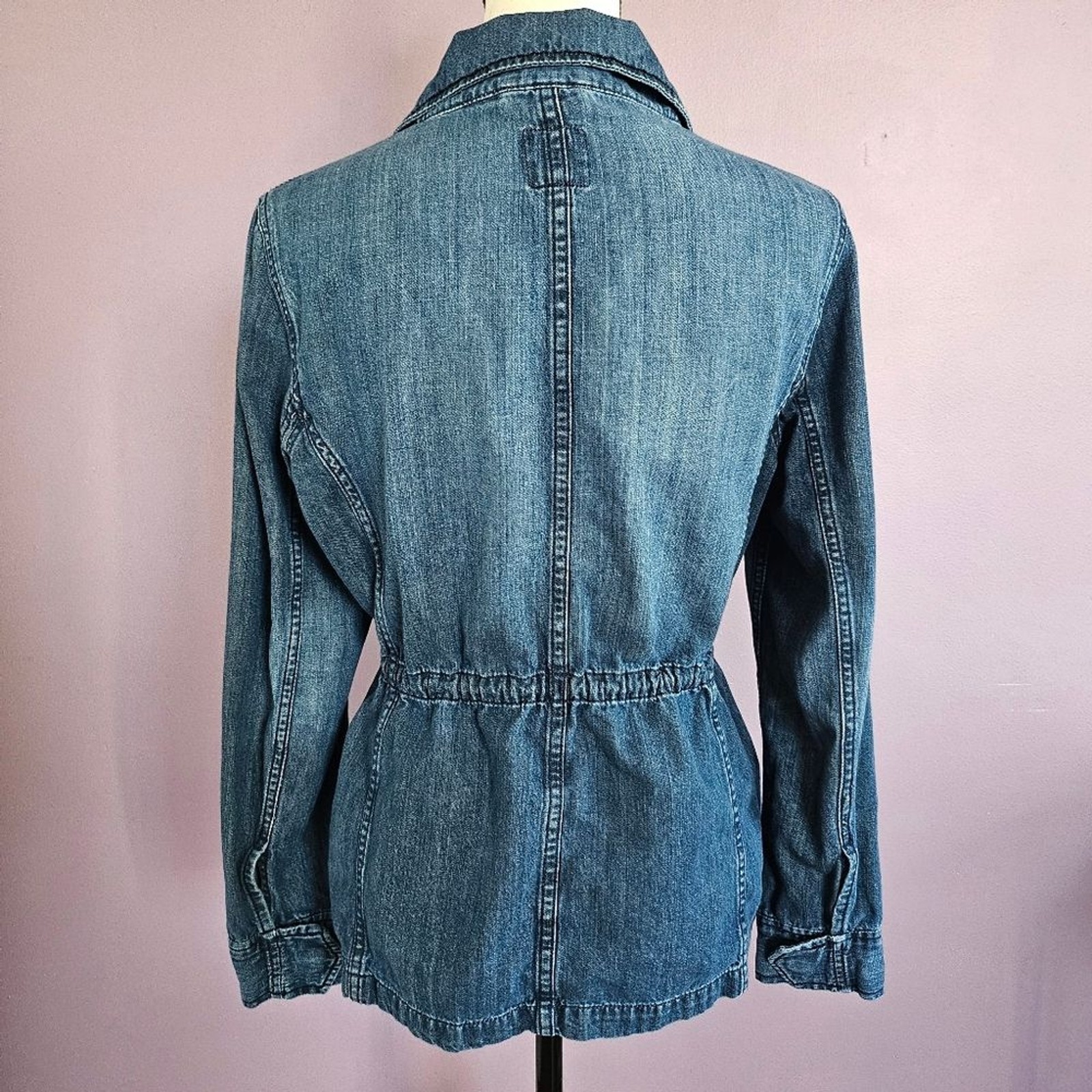 Medium Gap Medium Wash Denim Drawstring Waist Zip… - image 9