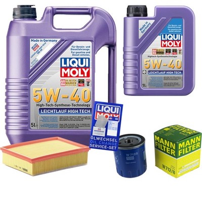 Inspektionspaket 6L Liqui Moly Leichtlauf High Tech 5W-40 für Peugeot 307 CC 307
