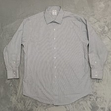 Brooks Brothers Shirt Men 17-33 Black Check Regent No Iron Supima Cotton Stretch
