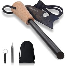 Robuster Magnesium Feuerstarter mit Blasrohr und Schaber – Camping Essentials