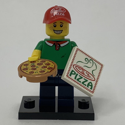 Lego Pizza Delivery Guy Collectible Minifigure Series 12 CMF Complete w/ Tiles