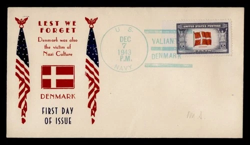 DR WHO 1933 FDC OVERRUN NATIONS WWII PATRIOTIC CACHET DENMARK NAVY SANDER M78304