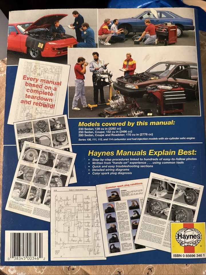 Manual Haynes Mercedes 230 250 280 6 cilindros Sedán Roadster 1968-1972 cupé 1987 Foto 2 de 4