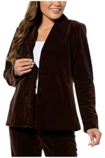 Christian Siriano Women's Casual Velvet Ruffle Blazer Chocolate Plum