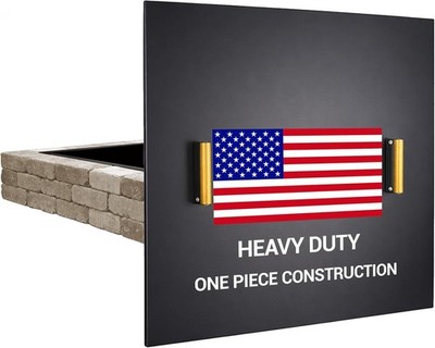 FEBTECH 34'' Square Fire Pit Snuffer Lid for 32'' FirePit with Wooden Handles