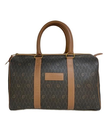 Christian Dior Old Honeycomb Pattern Boston Bag Brown Men's Women Pre-owned From