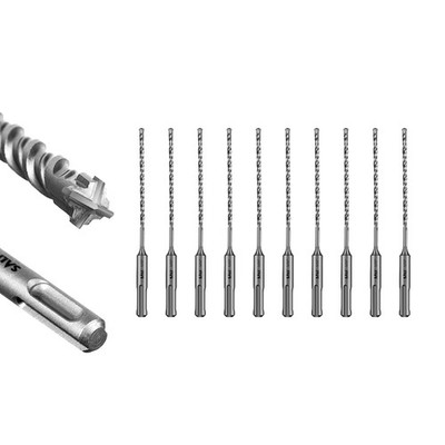10 Pcs 5/32''*6'' SDS Plus Rotary Hammer Drill Bit Concrete Kit Cross-Type Double