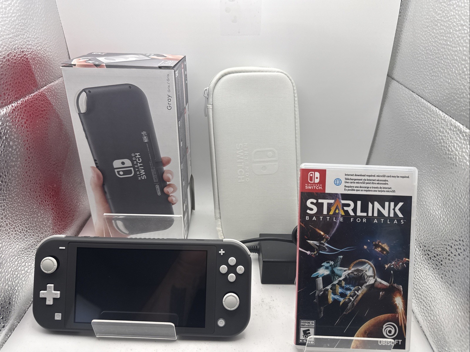 Nintendo Switch Lite 32GB - Gray + Charger /Case/Game - Free Shipping