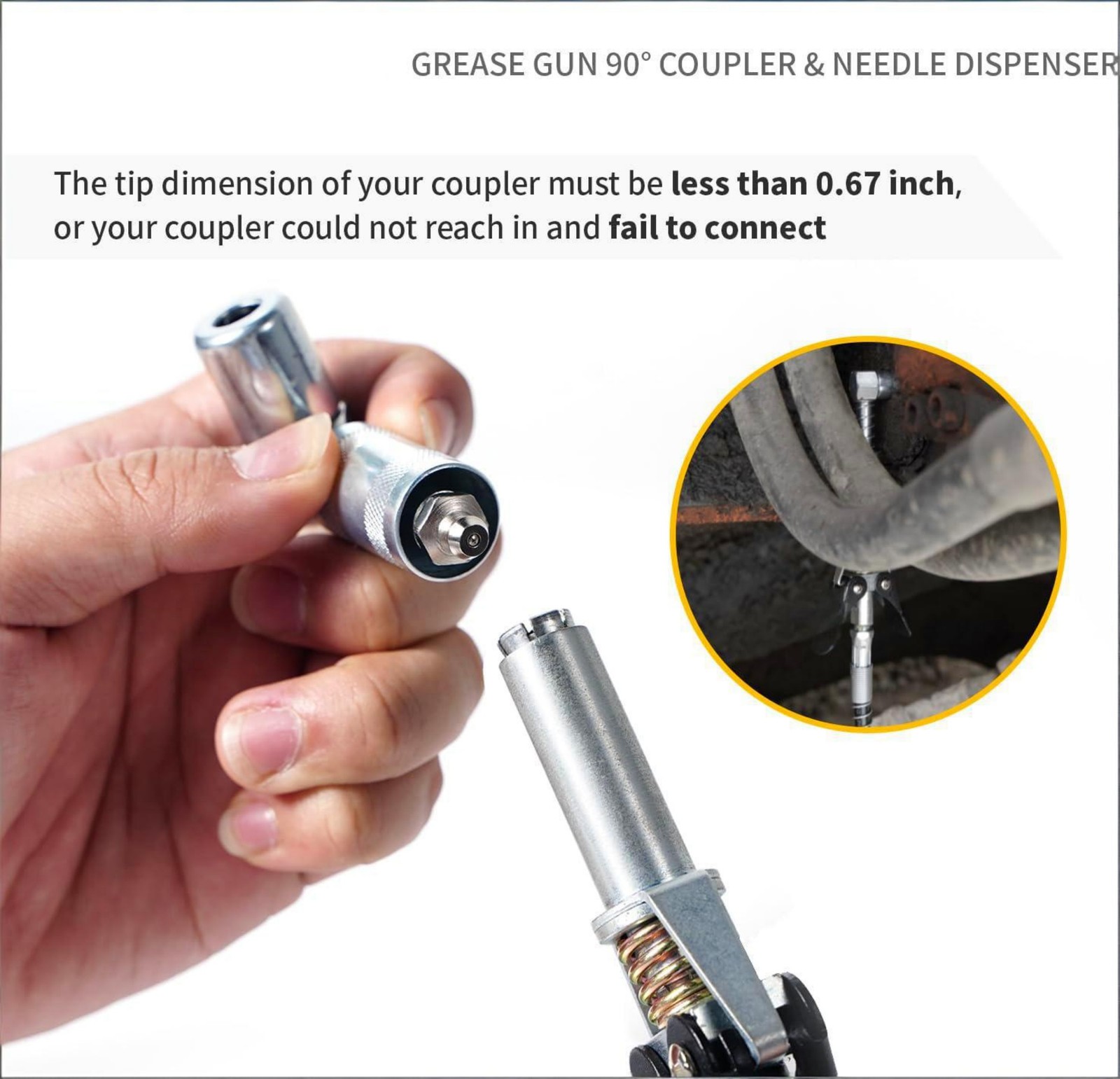 Heavy-Duty Carbon Steel Grease Gun Kit 4-Piece 1/8"NPT Leak-Free Connections