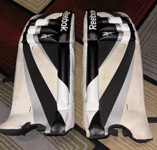 Reebok Junior Jr Street Hockey Goalie Pads 28” Black & White & Silver