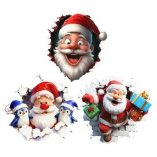 Santa Claus Wall Stickers Removable 3D Effect Funny Christmas Decals