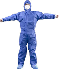Hazmat Suits Hooded Coveralls Disposable Chemical-Resistant, Elastic, Unisex-Adu