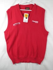 Vintage USA NWT Size L Tracker boat Bradford Marine Red Sweater Vest Cardigan