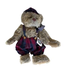 Cottage Collectibles Ganz Dempster Artist Teddy Bear Plaid Overalls Vintage