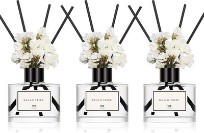 WEALD TRIBE Reed Diffuser Set, 3-Pack, Fresh Linen/Ocean/Eucalyptus & Mint