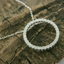 2Ct Lab Created Diamond Round Circle Shape Women Pendant 14K White Gold Finish