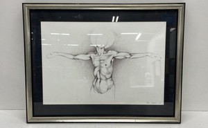 Clair Callister Original Pencil Drawing Male Torso Anatomical Study 20x26 Signed