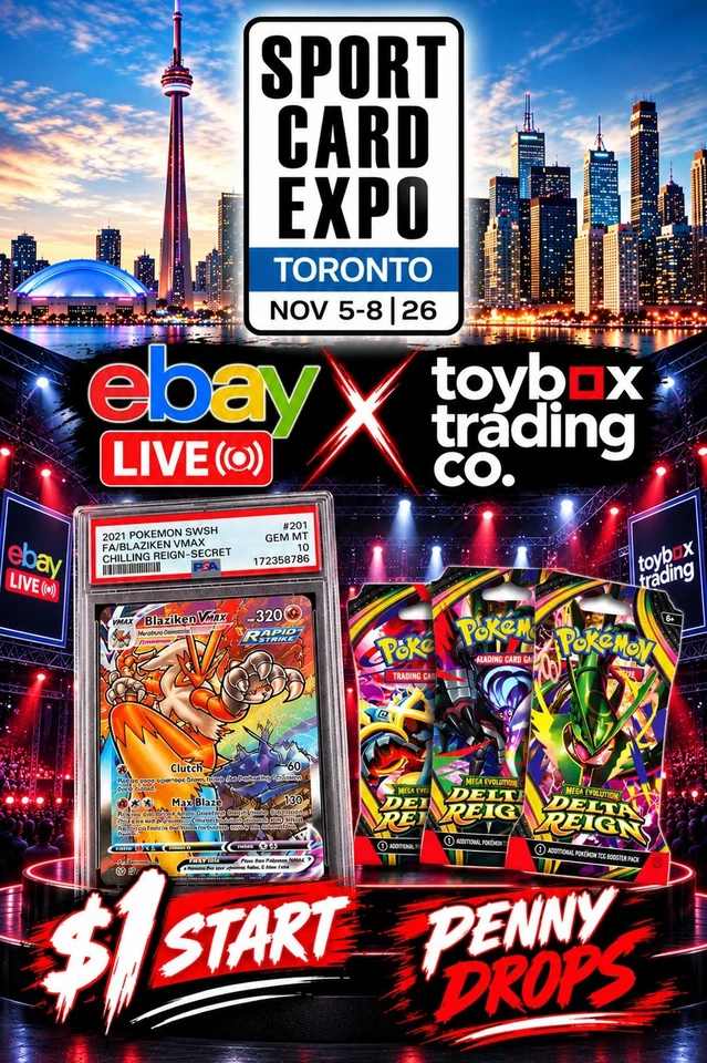 🔥$1 START PSA 10 VMAX SLAB+DELTA REIGN PENNY DROPS LIVE FROM TORONTO SCE🔥