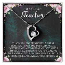 To a Great Teacher Forever Love Necklace   Teacher Appreciation Gift  