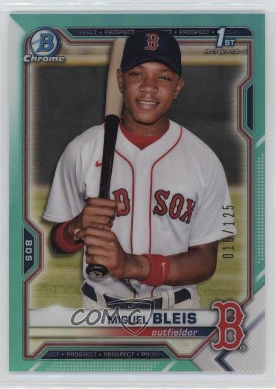 2021 Bowman Chrome Prospects Aqua Refractor 16/125 Miguel Bleis #BCP-167 0u56