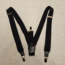 Pelican Suspenders Black Leather Gold Clip On Style