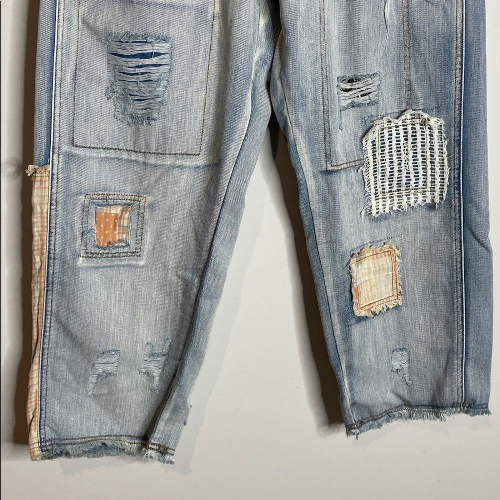 POL Women’s Patchwork Boho Ankle-Length Denim Siz… - image 3