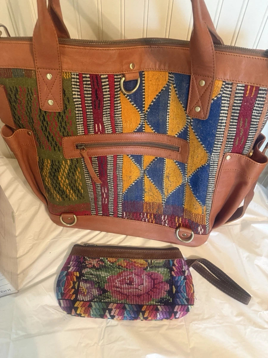 Nena & Co. Brown Leather Tote with Multicolor Woven Panel Nena & Co. | Bags | Nena Co Medium The Perfect Bag Momo  main image 4