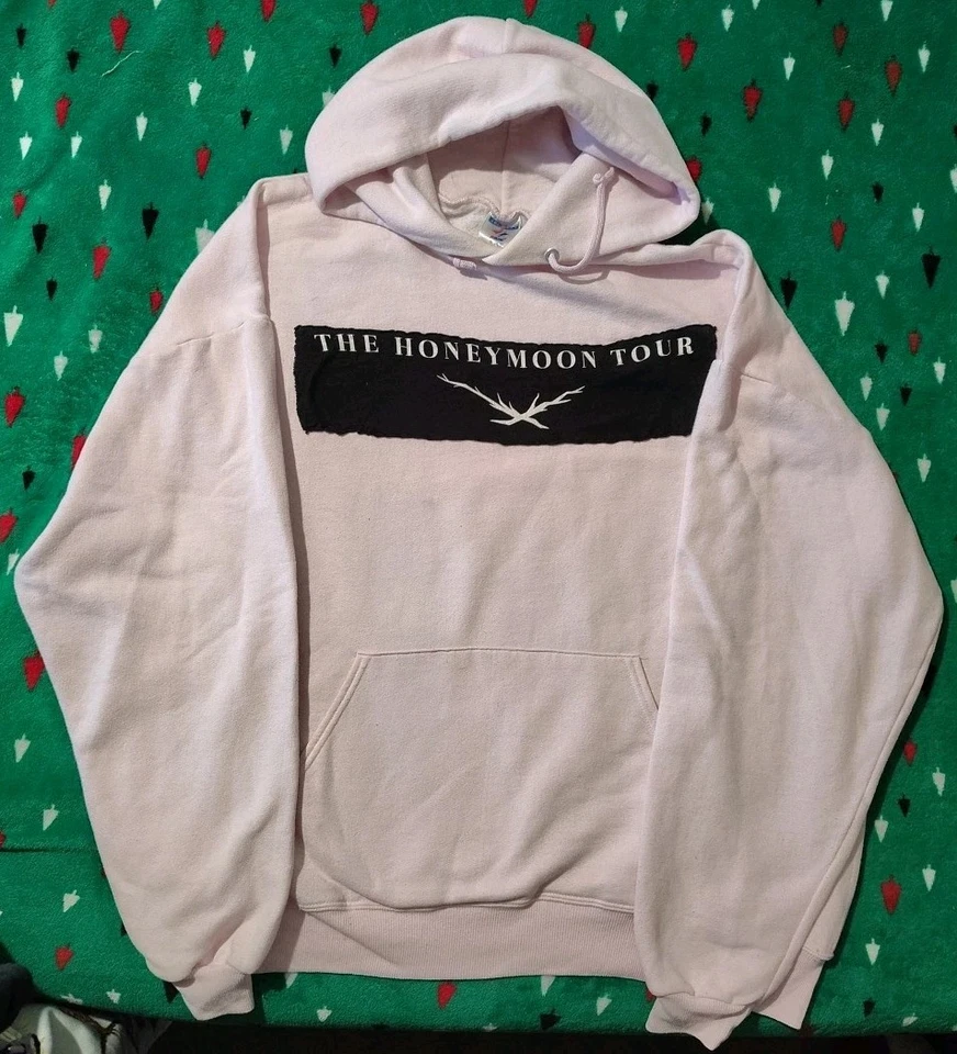 Sudadera con Capucha ARIANA GRANDE WORLD Honeymoon Tour Rosa Pálido JERZEES XL LEER Foto 2 de 4