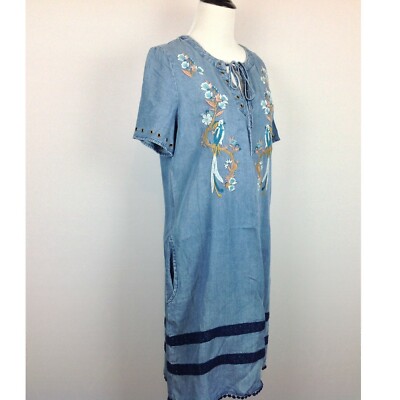 Nanette Lepore Shirt Dress Womens Small Embroidered Birds Pockets Chambray | eBay Nanette Lepore Shirt Dress Womens Small Embroidered Birds Pockets Chambray | eBay