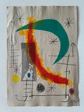 JOAN MIRO Drawing on paper (Handmade) signed and stamped mixed media.