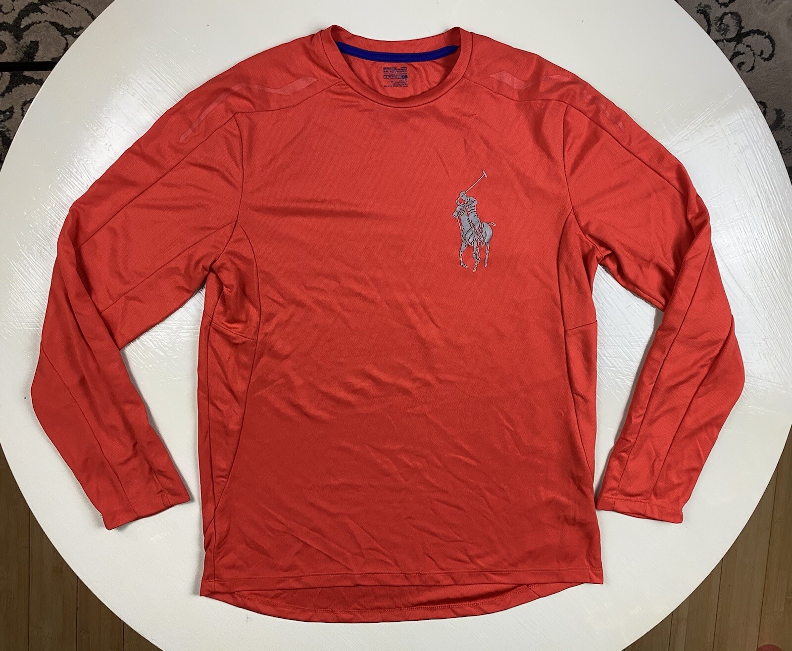 Polo Ralph Lauren da uomo arancione taglia XL grande pony prestazioni LS poliestere