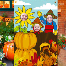 Thanksgiving Photography Backdrop, Pumpkin Photo Background Fall Harvest Decorat