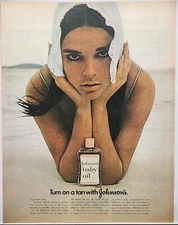 1971 Johnson's Baby Oil Ali McGraw Vintage Color Print Ad