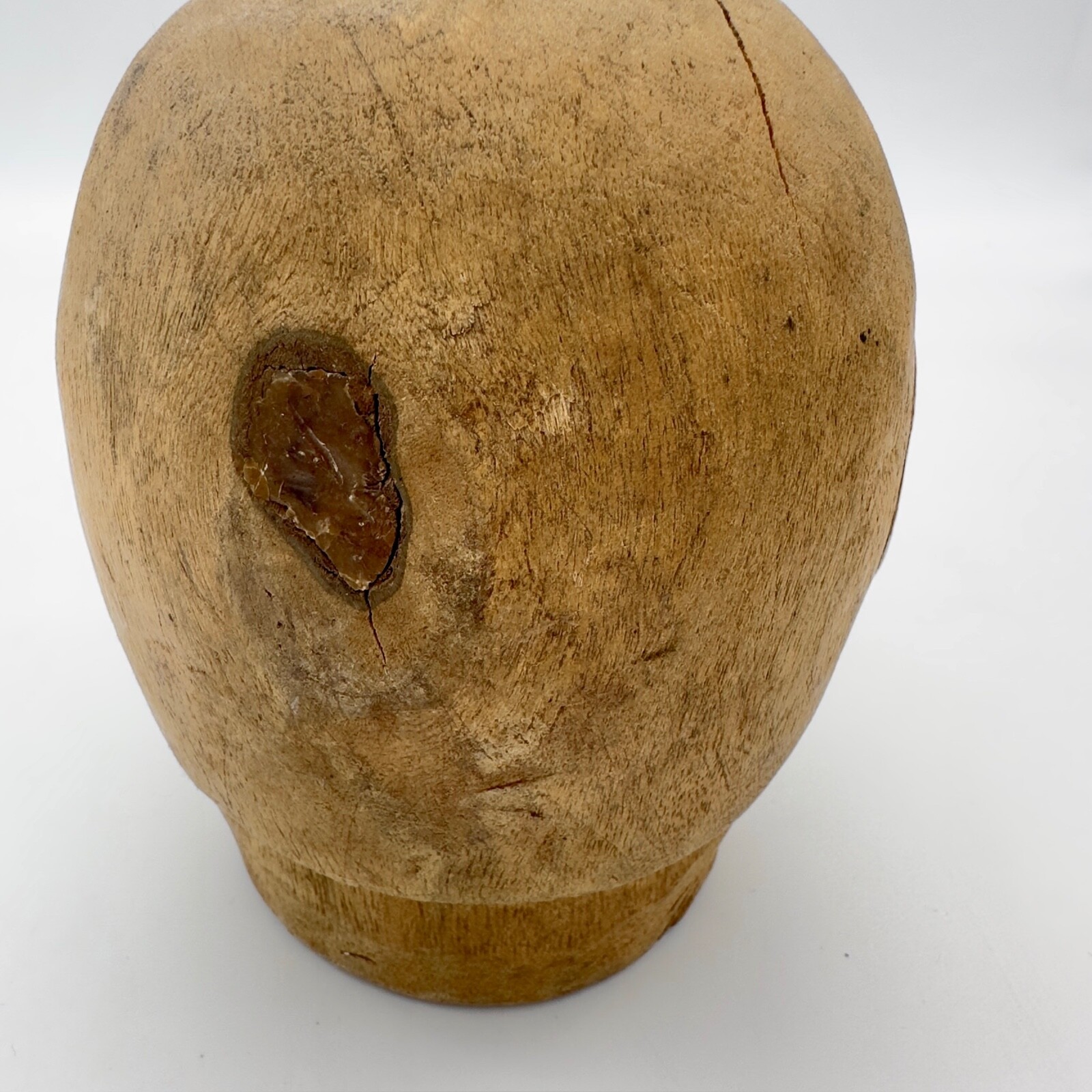 Antique Southeast Asian Hand-Carved Wooden Head Statue - 5" Tall, Batak Shaman?