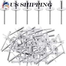 100 PCS LARGE FLANGE ALUMINUM POP RIVETS 3/16" X 3/4" BIG HEAD STEEL