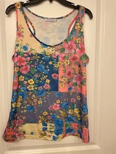 TWO Womens Floral Racer Back Tops L, New Without Tags
