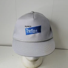 VTG Elanco Treflan Farmers Union Oil Company Snapback Hat Baseball Cap Gray Rope