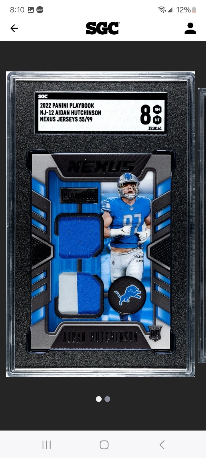 Aidan Hutchinson Panini Playbook Nexus Jerseys #NJ12 Base