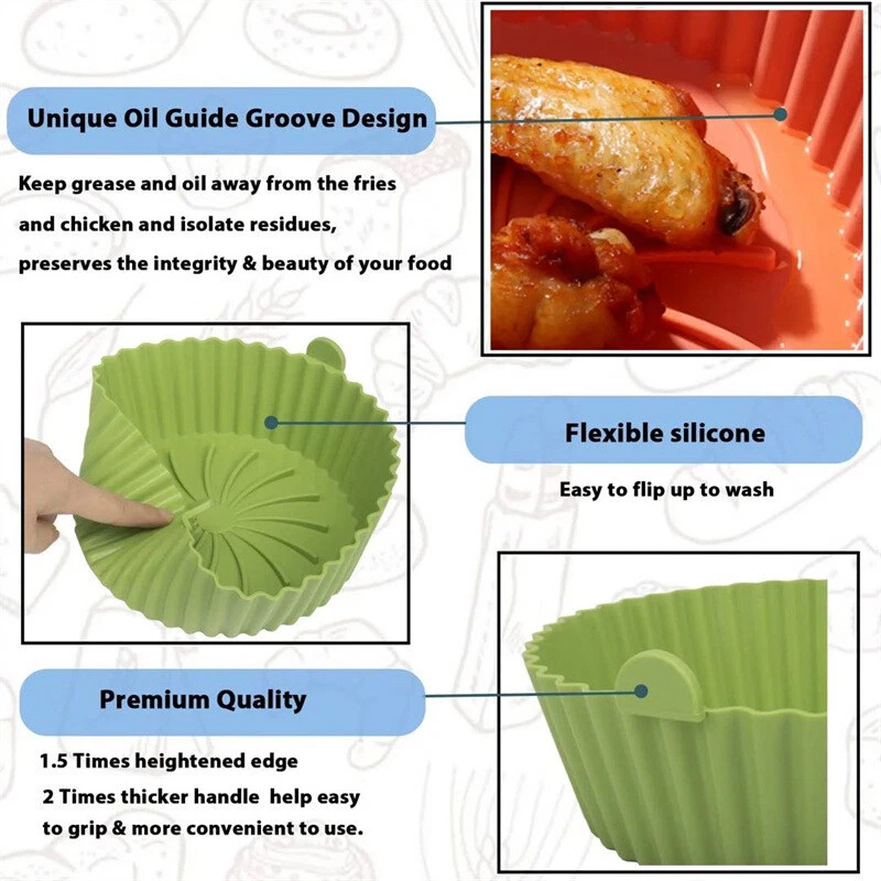 Air Fryer Silicone Pot Mat Oven Pan Reusable Tray Kitchen Baking Accessories