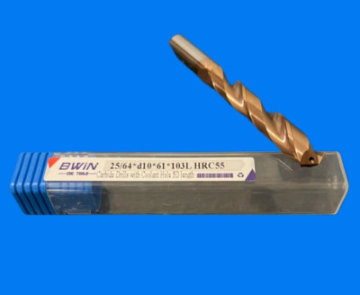 Bwin 25/64 inch Drill Bit Carbide Drill Bit Through Coolant 5D length HRC55