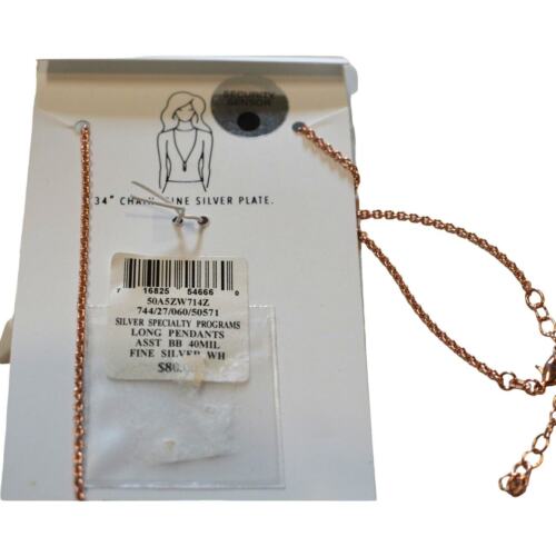 MACY'S Genuine White Agate Pendant Necklace w/ Rose Gold Hardware, 34" Chain - Picture 4 of 4