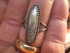  146 of 245, NICE VTG LADIES STERLING SILVER  ABALONE MOTHER OF PEARL RING, VGC