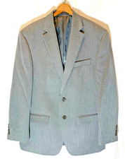 Chaps Ralph Lauren Mens Sports Coat Blazer Jacket 40R Herringbone Pattern Gray