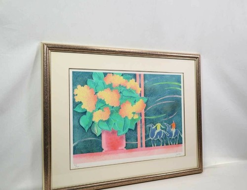 Albert ZAVARO Original Lithograph Signed - Still Life Flowers Horse - Picture 2 of 9