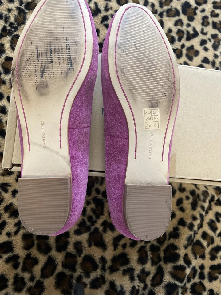 LANDS’ END Vanessa Whipstitch 野兰绒面革平底鞋女式美国 10M — 第 3/4 张图片