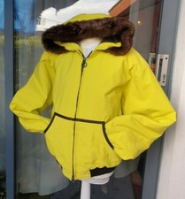 Wellensteyn Lime Coloured Jacket Size Large Fur Hood Fleece Lined Maximum Warmth
