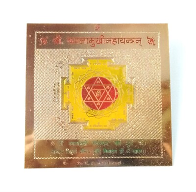 Baglamukhi Yantra Devi Pooja Vastu Protection Spiritual Hindu Plate 8cm