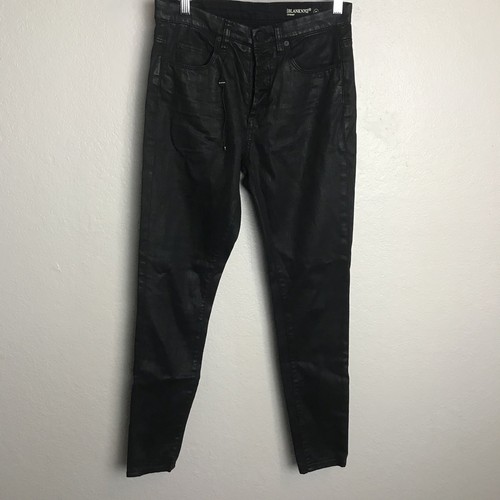 BLANKNYC Crybaby Black Hi Rise Super Slim Waxed Black Skinny Jeans Button Fly 26